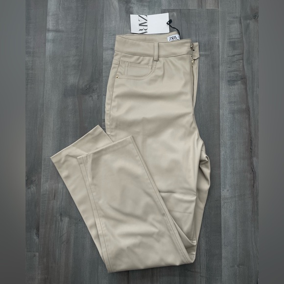 SOLD Zara Faux Leather High-Rise Mom-Fit Pants - Picture 1 of 4